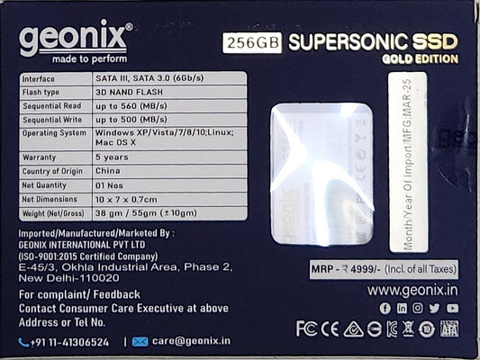 Geonix 256 GB Supersonic SSD Gold Edition